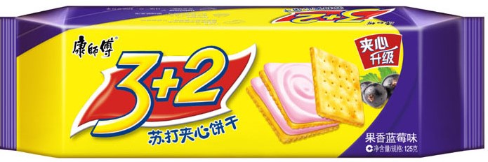 康师傅【果香蓝莓味】3+2 苏打夹心饼干 125g